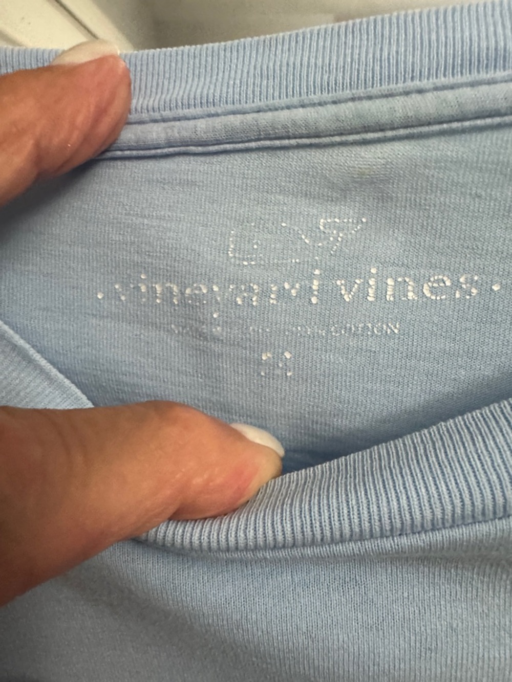 Vineyard Vines Light Blue Long-Sleeve Pocket Tee - Picture 3 of 7
